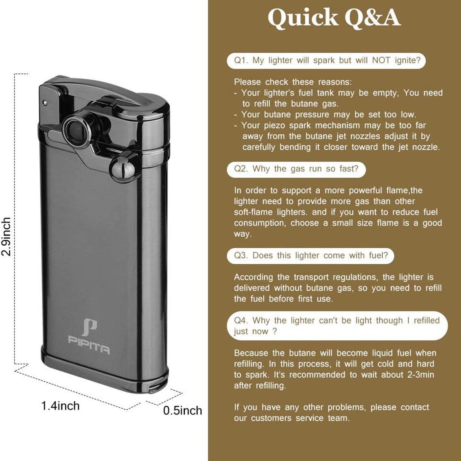 PIPITA Refillable Single Flame Torch Lighter: image 2