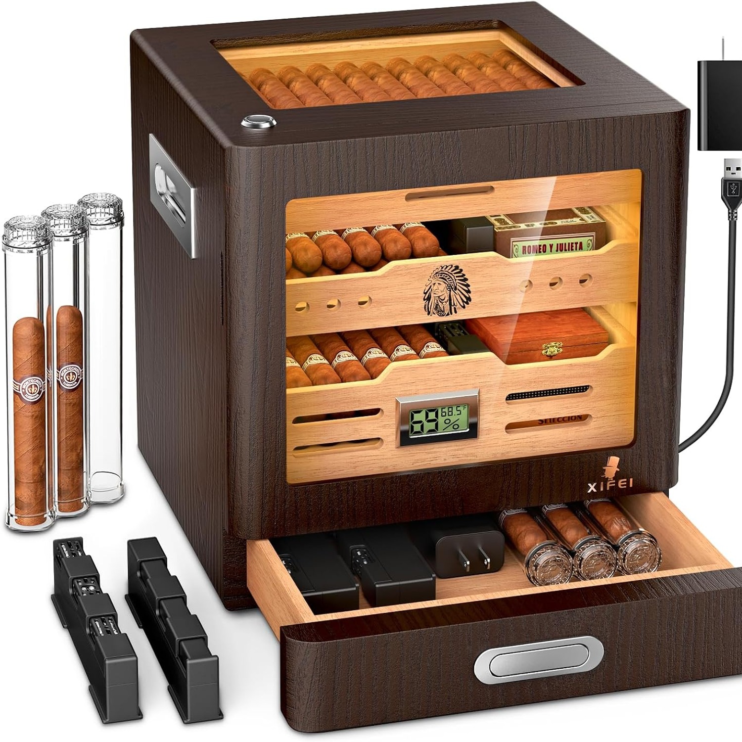 XIFEI Cabinet Humidor with LED Lighting and Glass Door: image 8