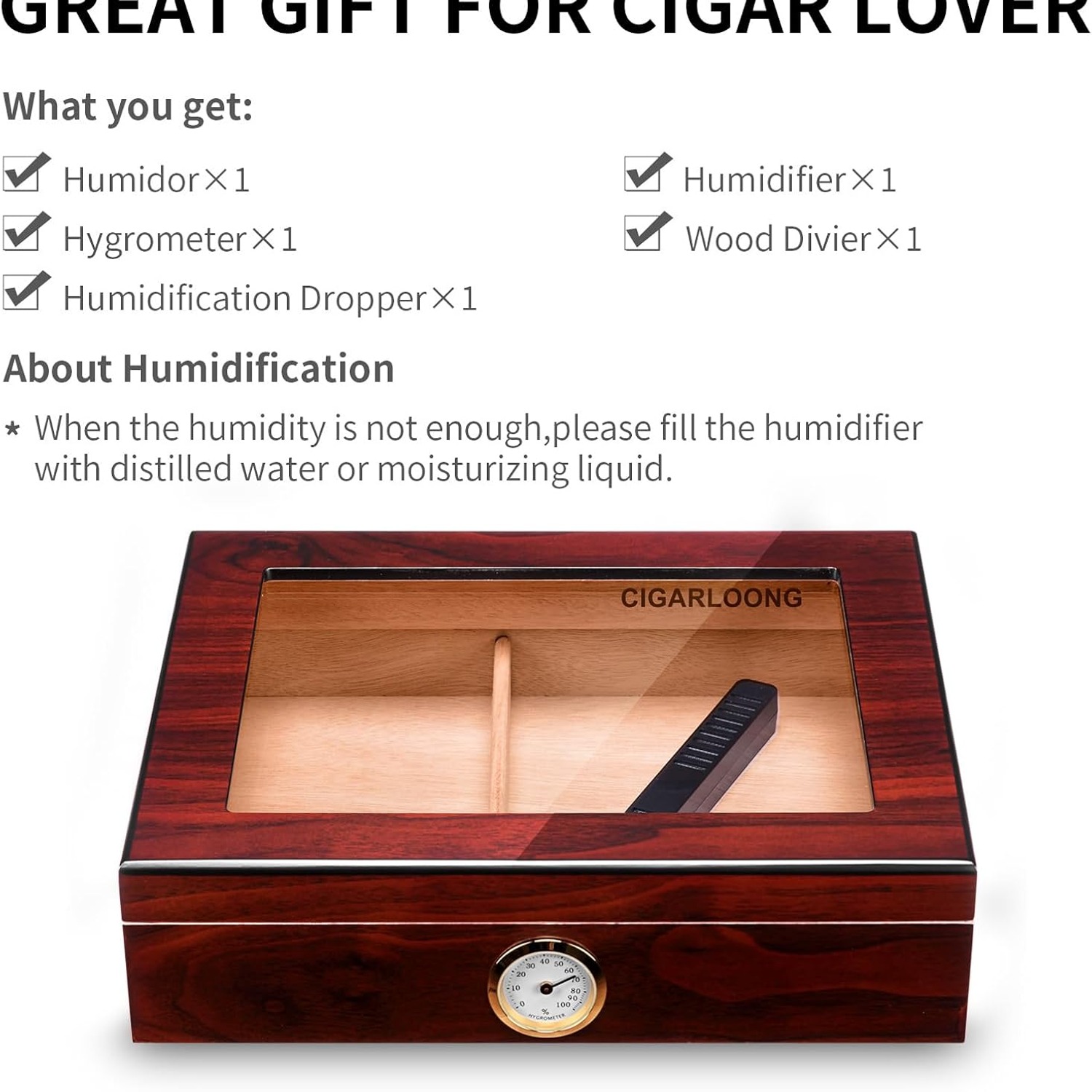 Spanish Cedar Desktop Humidor with Hygrometer: image 4