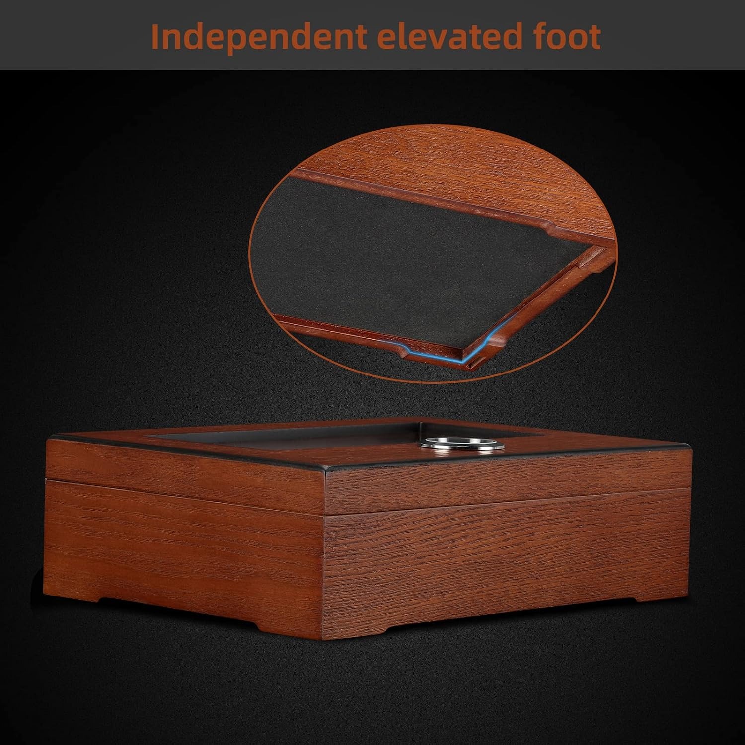 Glass Top Cedar Cigar Humidor with Hygrometer: image 3
